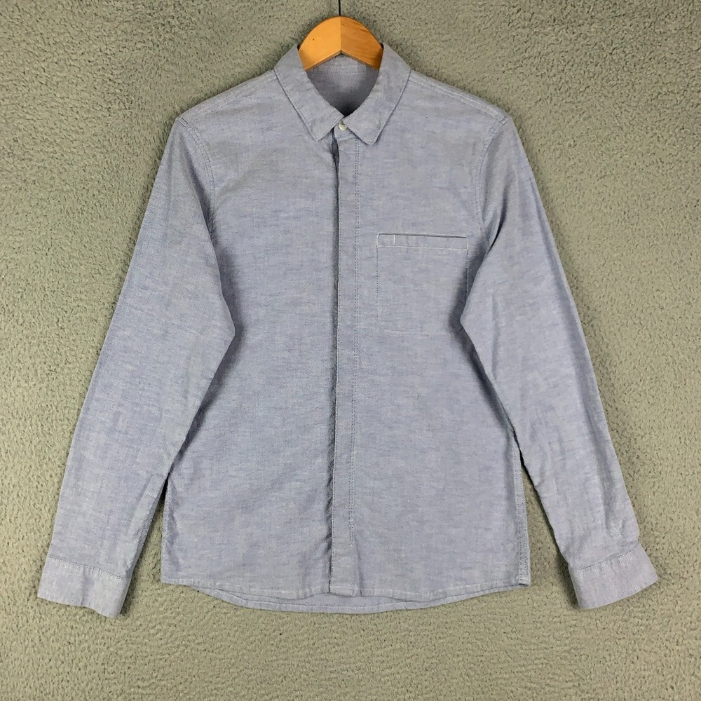 Lululemon Recommission‎ Shirt Mens Medium M Light Blue Long Sleeve Pocket Oxford